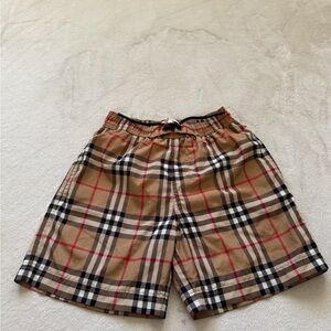 Burberry Tan and Red Plaid Athletic Shorts